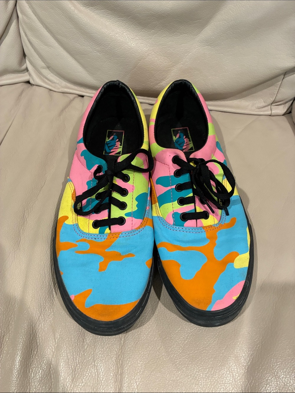 Vans Men's Multicolor Camouflage Canvas Sneakers - Blue, Pink, Yellow, Orange